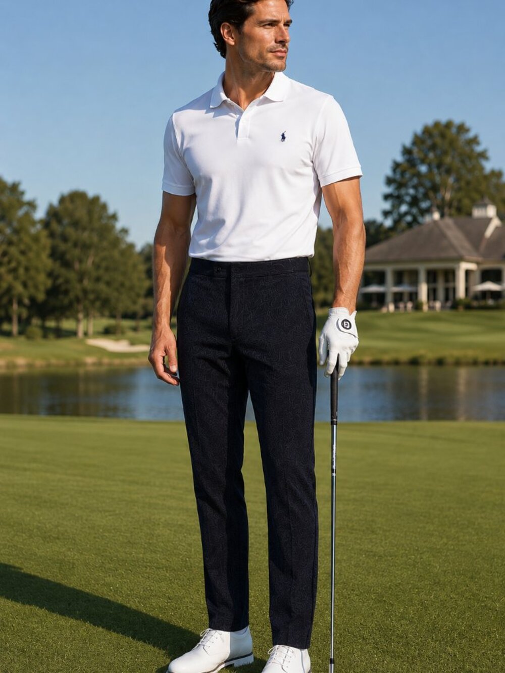 J. Lindeberg Dropper Jacquard Black Textured Swirl Golf Pants